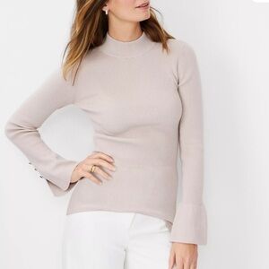 Ann Taylor Cream Mock Turtleneck Sweater